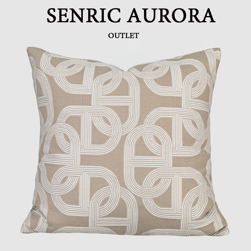 Pillow Cover 20X20 - デザインラグジュアリークッションカバー 45x45cm ミルクティーカラー 馬蹄バックル スクエアピローケース ホームホテルベッド