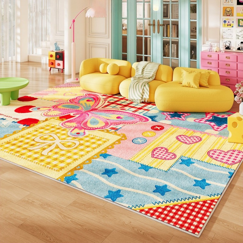 Home Lines Textiles - ドーパミンカラーのパズルリビングルームカーペットホームソファコーヒーテーブル滑り止めフロアマット洗える簡単お手入れ寝室ベッドサイドラグ 양탄자