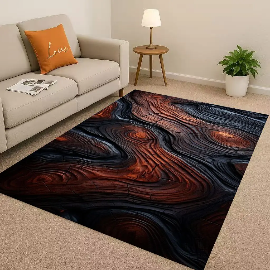 Home Textiles Rug - クラシックな木目調の木の年輪ブラウングレーリビングルーム滑り止めエリアラグカーペット寝室プレイルームソファ、家の装飾ドアマット