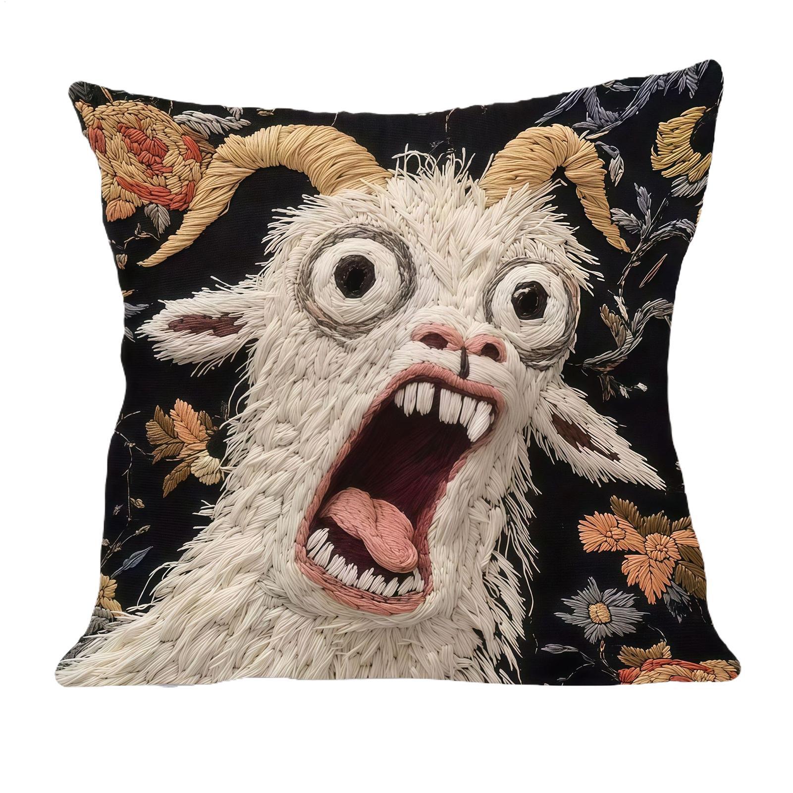 Pillow Cover 20X20 - 45x45cm スクリーミングゴート枕カバー ソフトプロテクター 装飾用スローピローケース ソファ ホームデコレーション