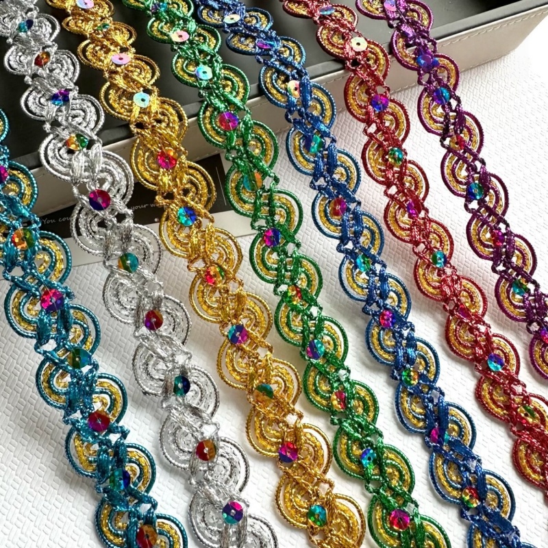 Home Lines Textiles - 20ヤード レース飾り 23mm S字型 スパンコールリボン 縫製生地