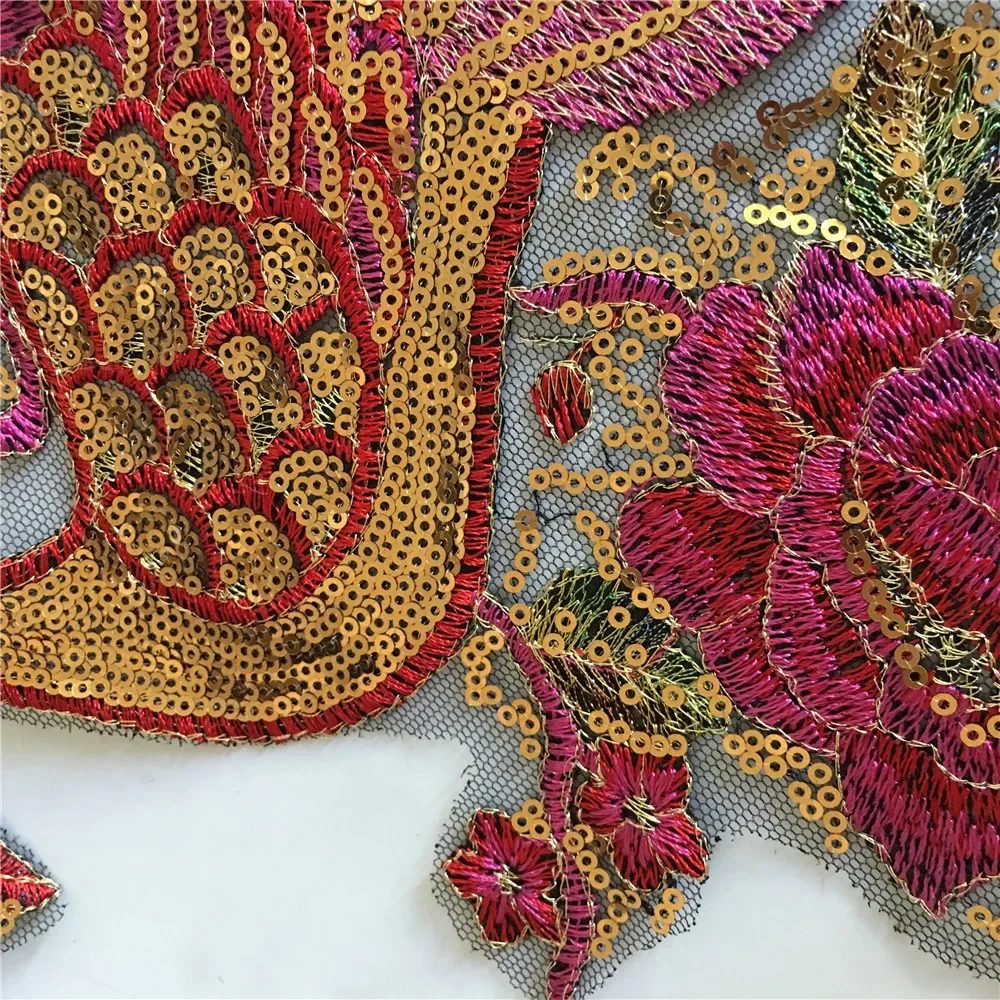 孔雀の羽のワンピース販売 DIY 工芸品スパンコール金糸刺繍 - Home Lines Textiles のレビューと価格
