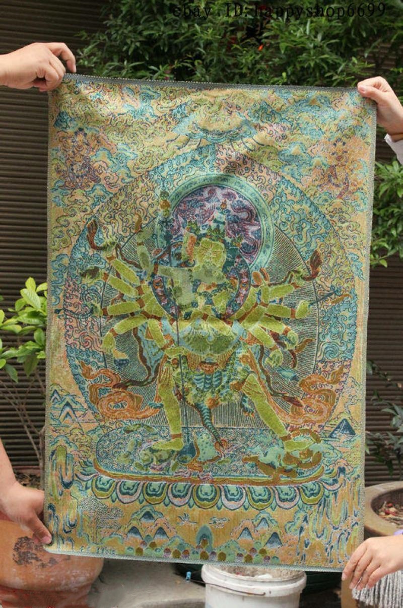 36インチのチベット仏教シルク布タンカ刺繍壁画、ヤマンタカ仏 - Home Textiles China のレビューと価格