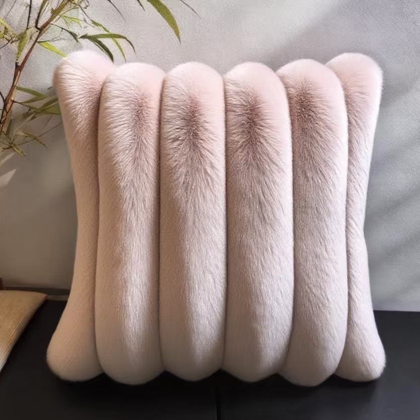厚手のストライプ柄装飾用クッションカバー、ふわふわのぬいぐる - Pillow Cover 20X20 のレビューと価格