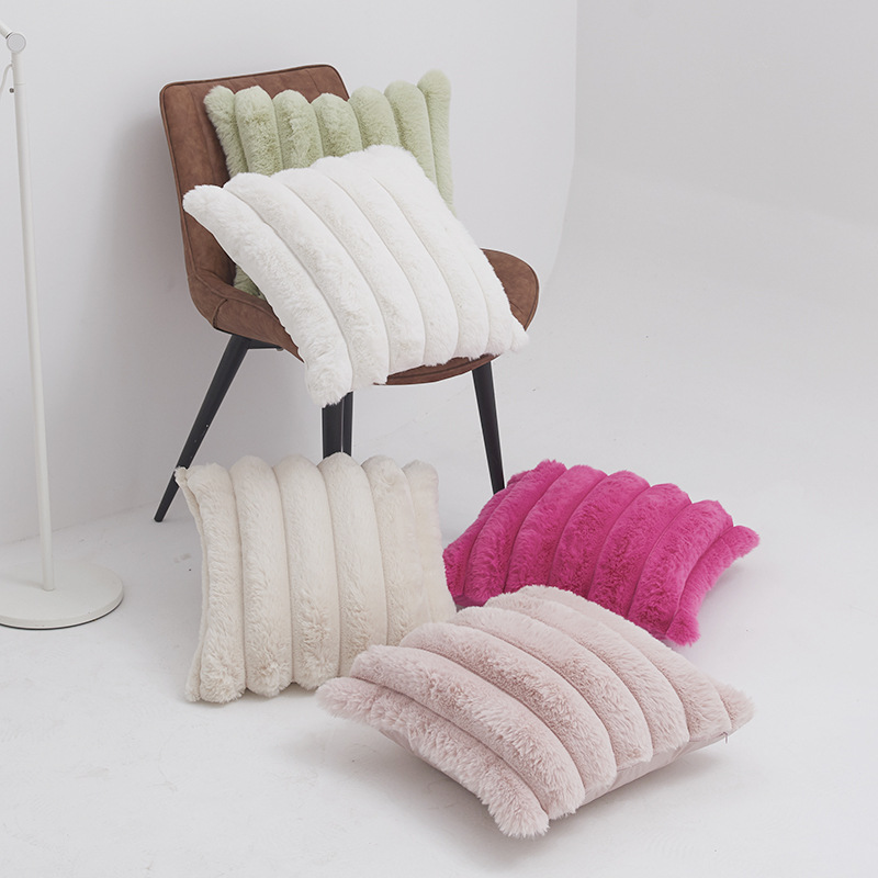 厚手のストライプ柄装飾用クッションカバー、ふわふわのぬいぐる - Pillow Cover 20X20 のレビューと価格