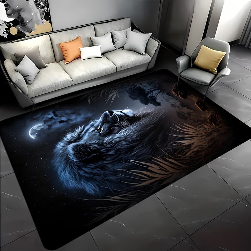 星空の夜のライオンフロアマット - クリエイティブな金色の動 - Home Textiles Rug のレビューと価格