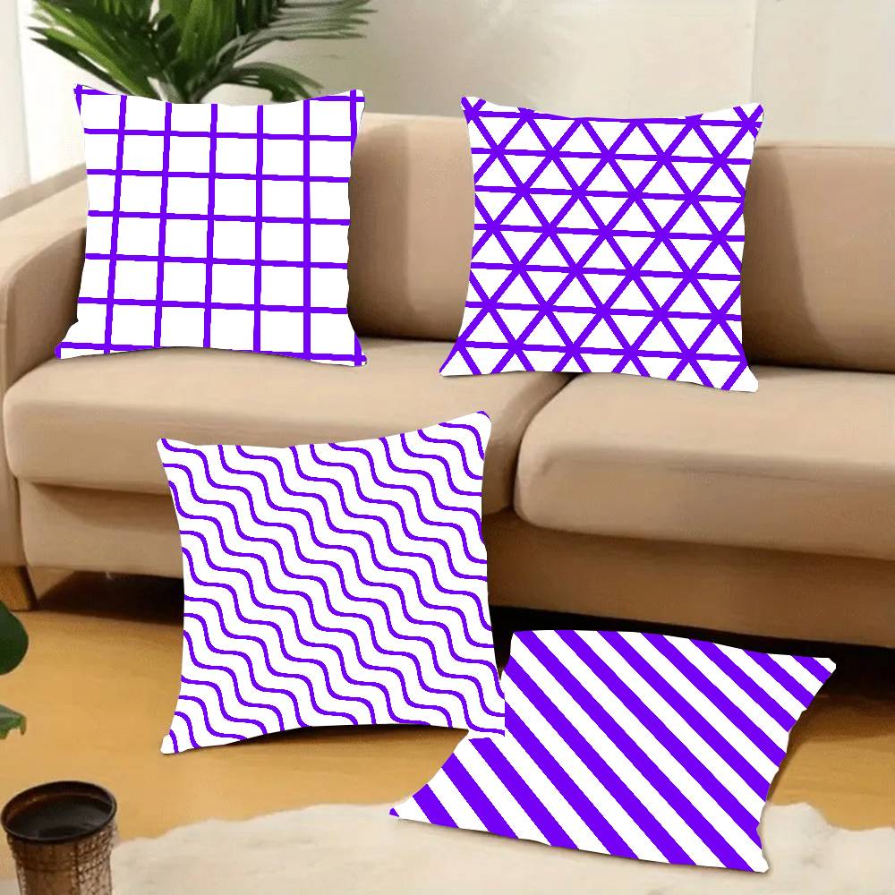 ソフトパープルライン枕カバー家の装飾ソファベッド用スローカー - Home Lines Textiles のレビューと価格