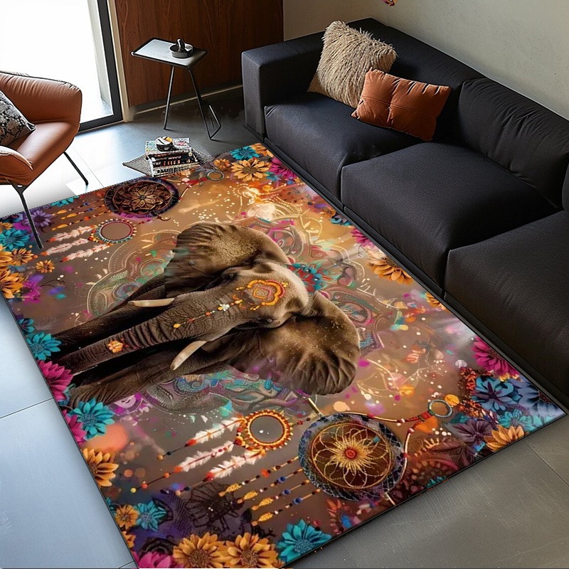 象のマンダラ絨毯：ボヘミアンスタイルの家のためのエスニックな - Home Textiles Rug のレビューと価格