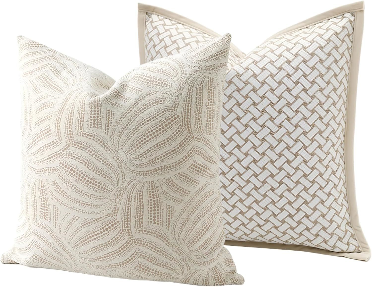 ハイエンド両面幾何学ジャカードクッションカバーモダンライトラ - Pillow Cover 20X20 のレビューと価格