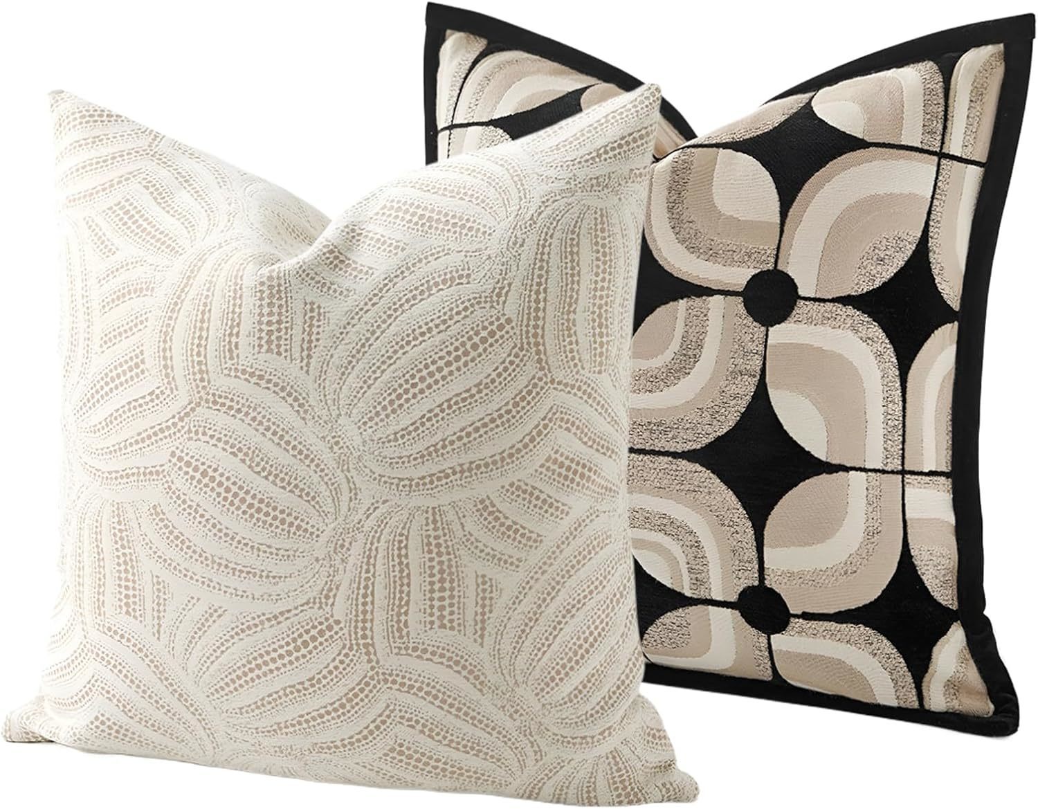 ハイエンド両面幾何学ジャカードクッションカバーモダンライトラ - Pillow Cover 20X20 のレビューと価格