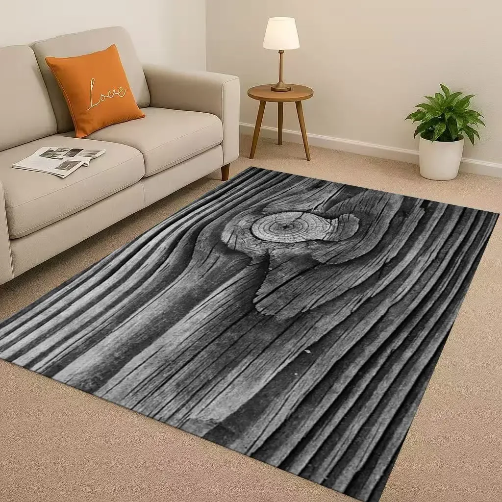 クラシックな木目調の木の年輪ブラウングレーリビングルーム滑り - Home Textiles Rug のレビューと価格
