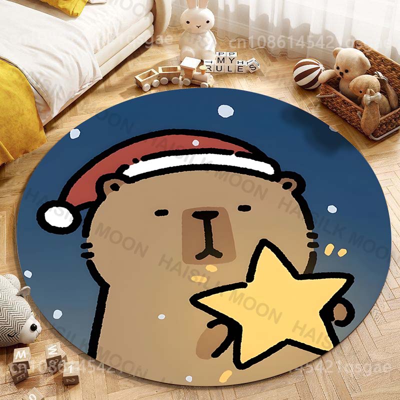 カピバラ-漫画のプリントが施された丸いカーペット,リビングル - Home Textiles Rug のレビューと価格