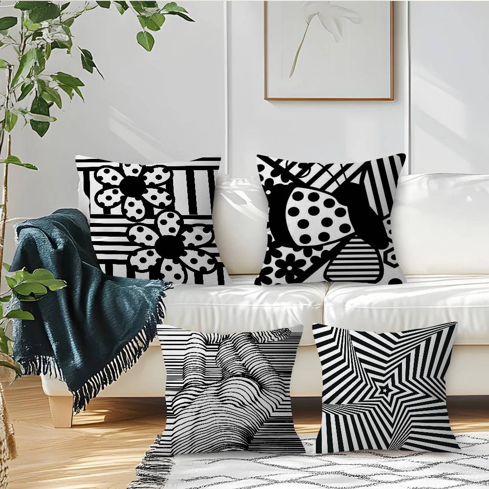 黒の抽象的なライン枕アニメ枕ソファベッドヘッド枕カバークッシ - Home Lines Textiles のレビューと価格
