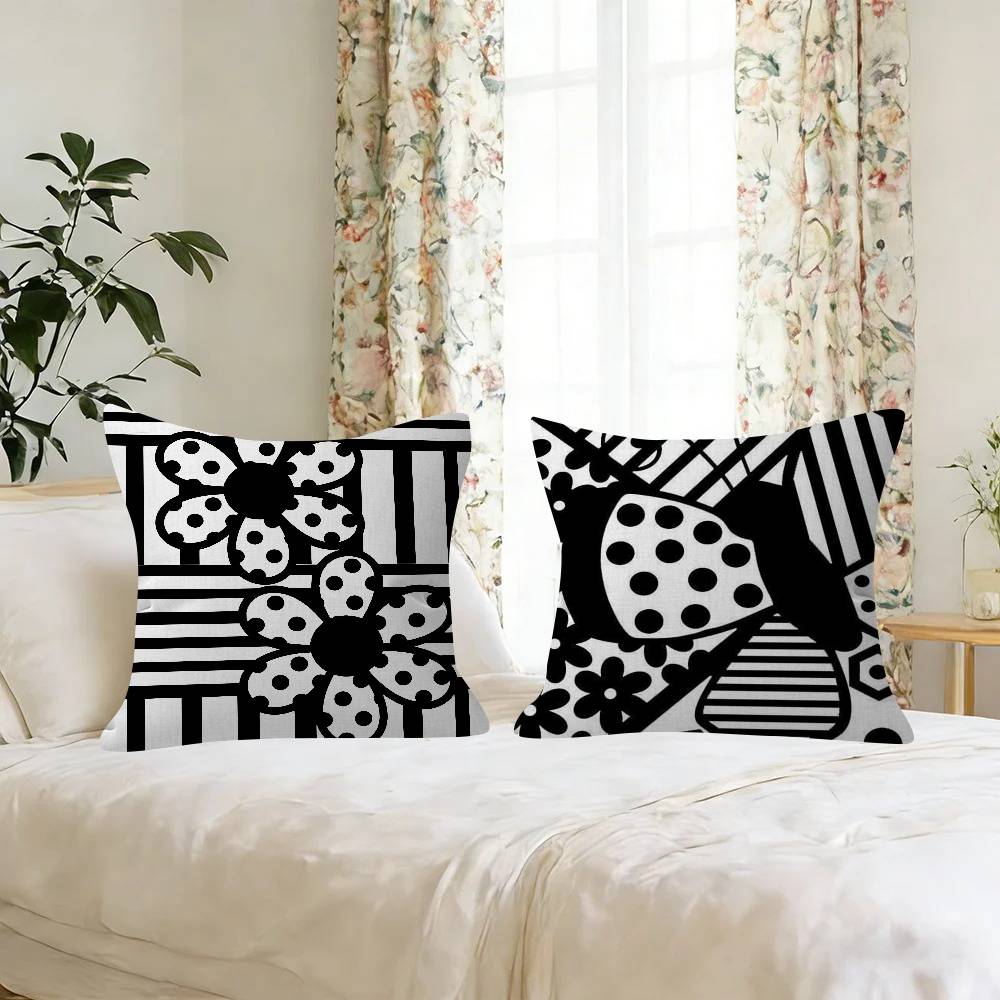 黒の抽象的なライン枕アニメ枕ソファベッドヘッド枕カバークッシ - Home Lines Textiles のレビューと価格