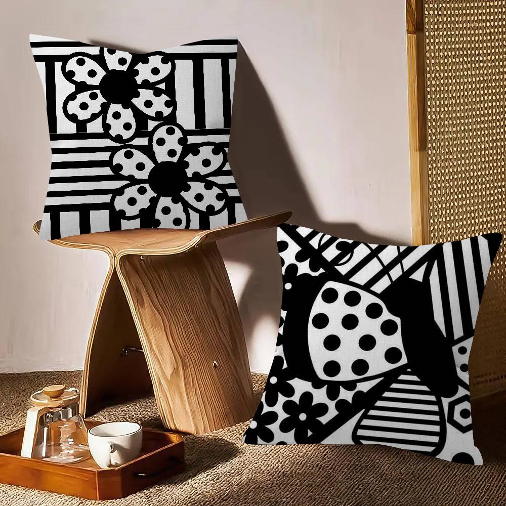 黒の抽象的なライン枕アニメ枕ソファベッドヘッド枕カバークッシ - Home Lines Textiles のレビューと価格
