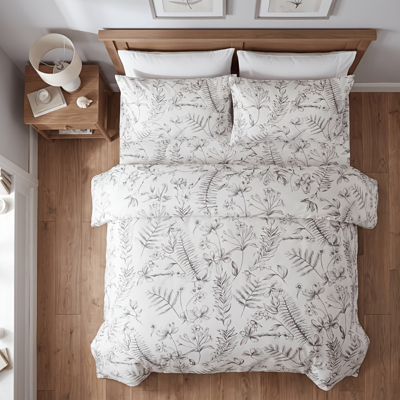 ヴィンテージスケッチ グレーラインアート 植物柄掛け布団カバ - Home Lines Textiles のレビューと価格