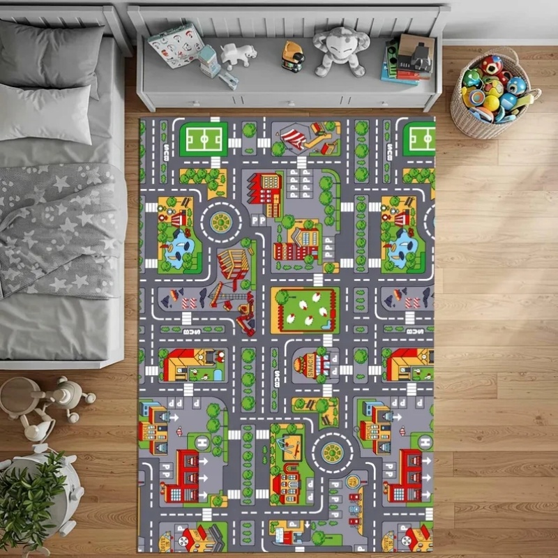 キッズシティロードマッププレイマット教育用カーペット子供のプ - Home Textiles Rug のレビューと価格
