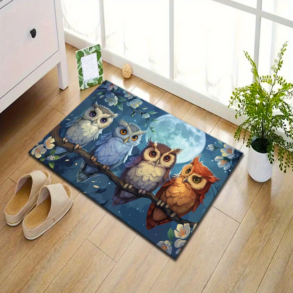 月光フクロウカーペット：快適なプリントエリアラグ、家族や友人 - Home Textiles Rug のレビューと価格