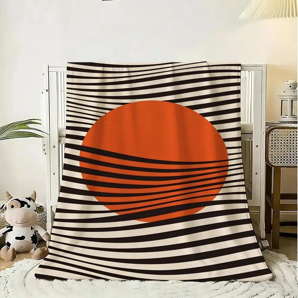 グリーンの抽象的なラインアートブランケット、レトロな幾何学模 - Home Lines Textiles のレビューと価格